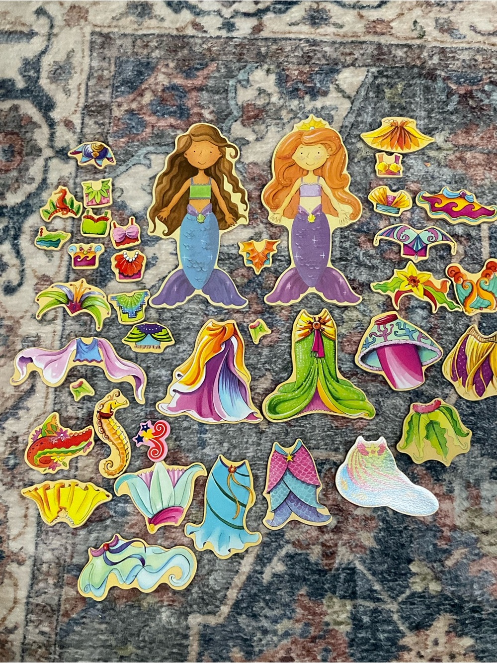 Mermaid Magnetic wooden Dress- Up Doll Set with Clothes